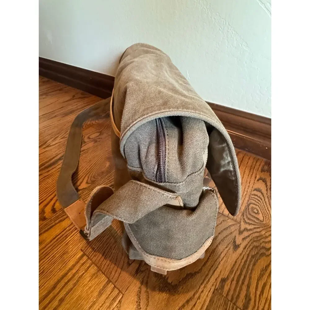 Vintage L.L. Bean Canvas & Leather Field Messenger Bag Crossbody Khaki 90s/00s